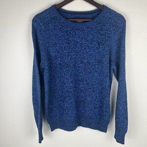 American‎ Eagle Men's Classic Fit Blue Black Marled Wool Blend Sweater Size M